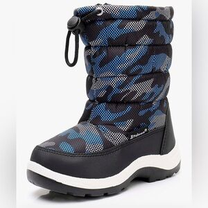 Blue and Black Camouflage Winter Boots